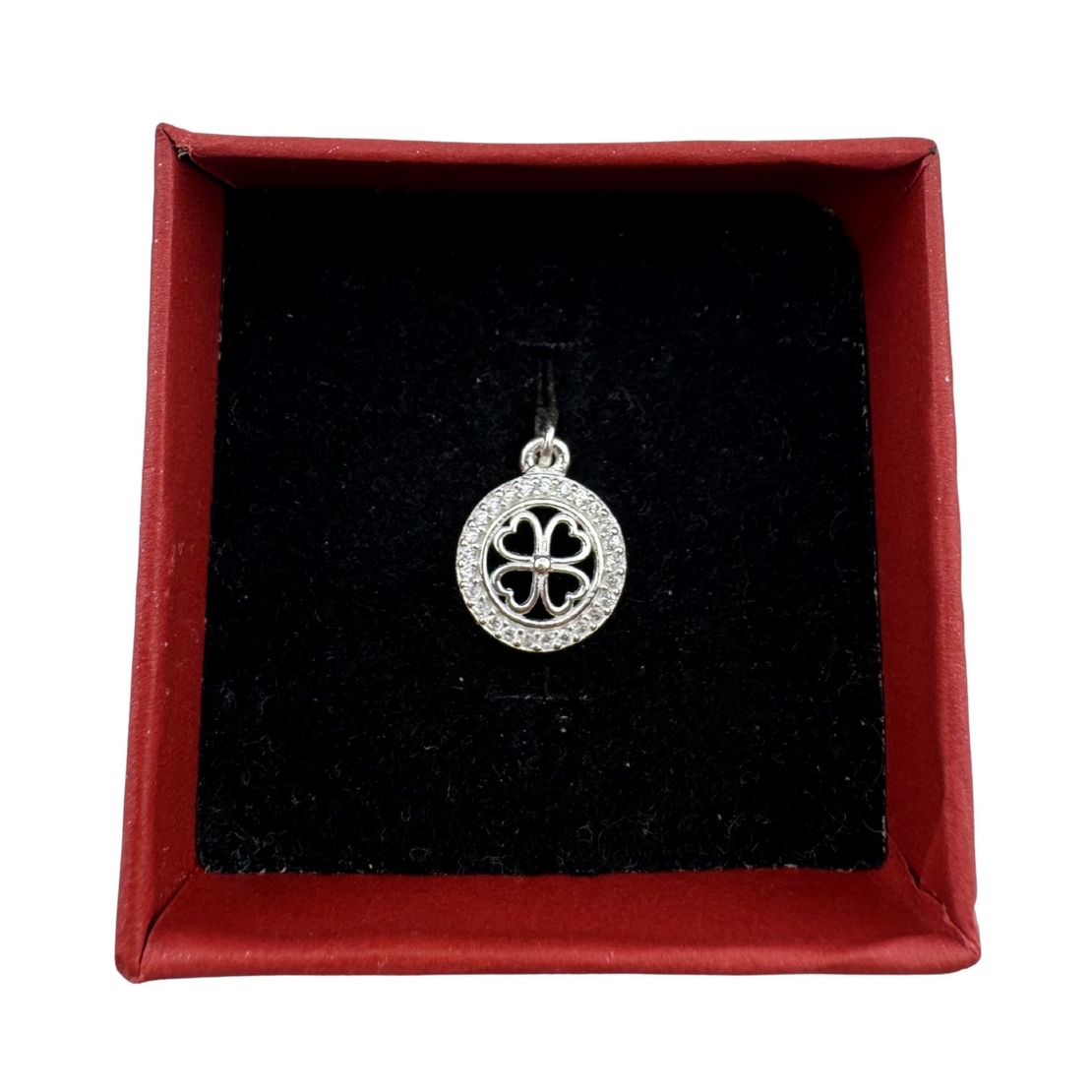 Pandantiv din Argint 925, Jolie Silver, pentru Dama, Model Trifoi cu Pietre de Zirconiu Cerc, 1 x 1 cm, 0.9 g, Argintiu