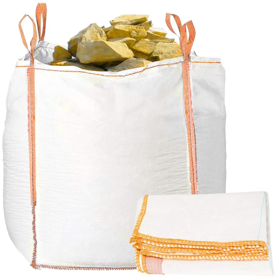 Sac gradina big bag pentru frunze si deseuri vegetale, 420 L, 500 kg, 75x75x75 cm, alb