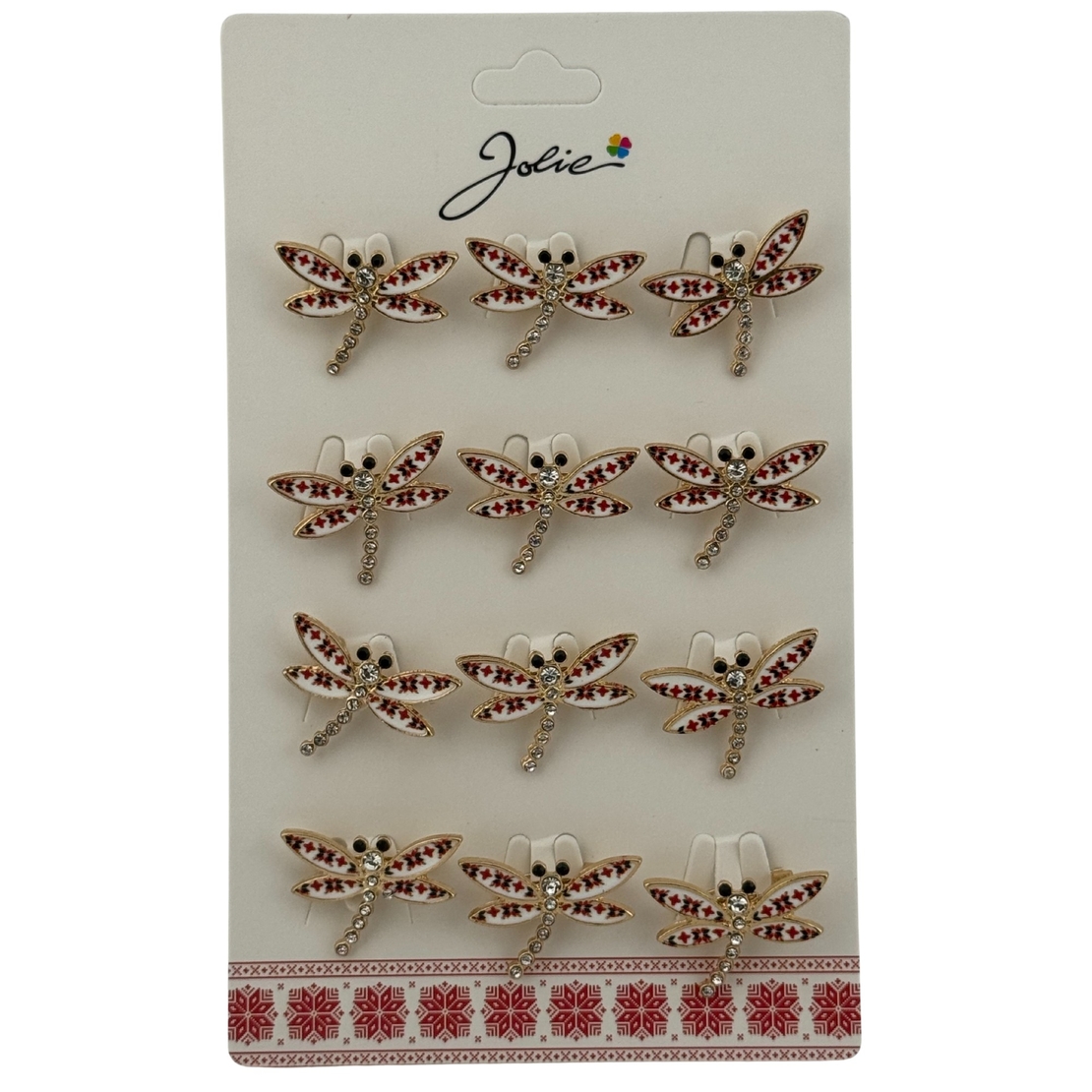 Set 12 Brose Martisor Primavara, Jolie, Model Libelula cu Motiv Traditional si Pietre