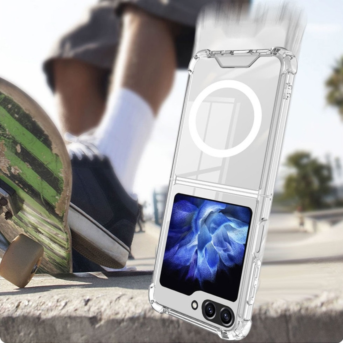 Husa pentru Samsung Galaxy Z FLIP6, Vafy, Husa de Protectie cu Anti-Shock, Tehnologie MagSafe Magnetic, Design Ultra Subtire, Anti alunecare, TPU Acrilic, Transparent
