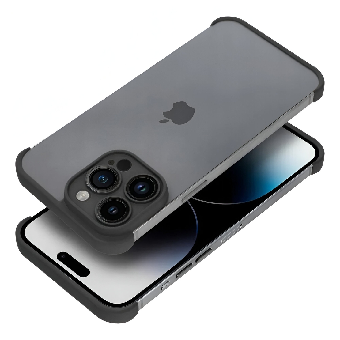 Husa TPU Edgeless Compatibila cu iPhone 15 Pro, Vafy, Protectie pentru Colturi si Camera, Aliaj, Antisoc, Antizgariere, Negru Mat