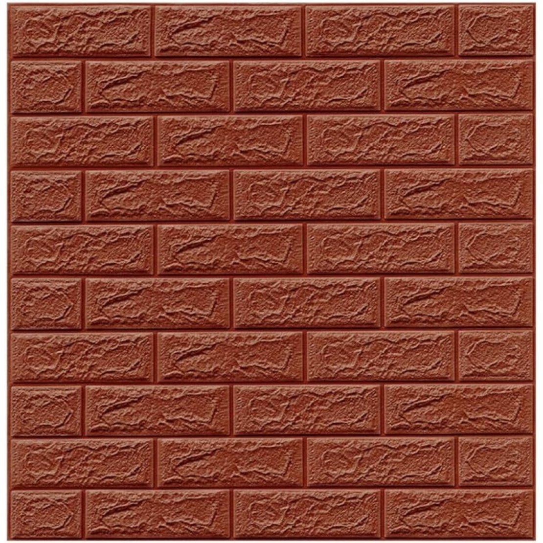 Set 10 Placi Tapet 3D, Flippy, 70 x 77 cm, Grosime 3 mm, din Polietilena, Model Caramida, Suprafata acoperita 5.3 mp, Maro