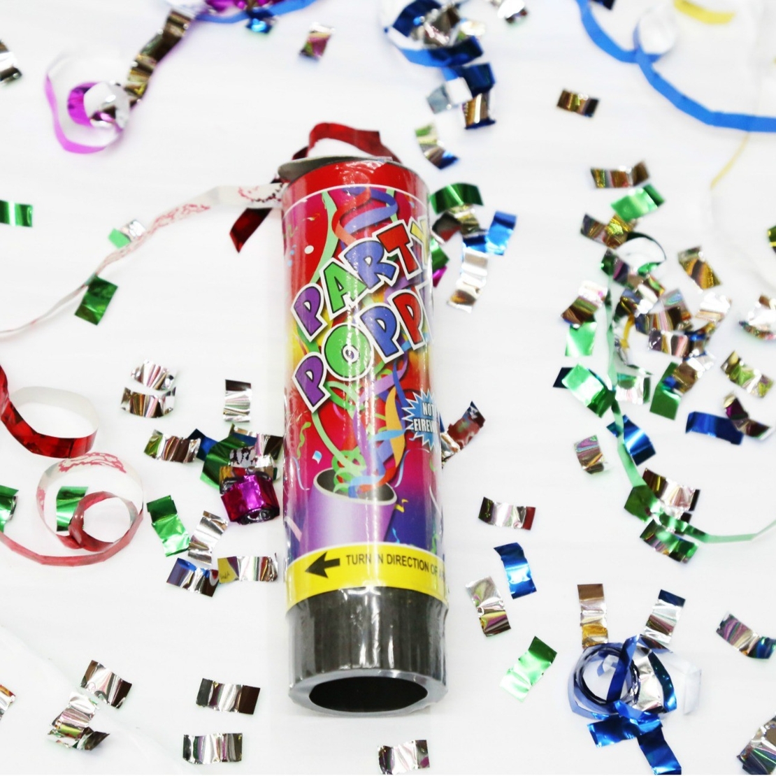 Tun de Confetti, Flippy, Party Popper 15 cm, Model Panglici din Folie, Multicolor