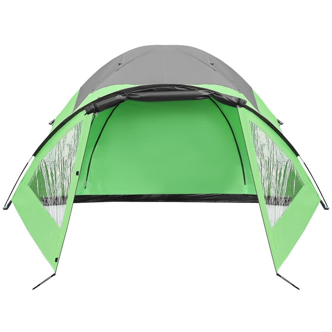 Cort camping 4 persoane cu antreu, protectie UV, impermeabil 3000 mm, 330x250x105 cm, gri