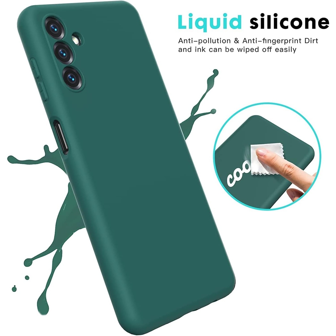 Husa de Protectie, Vafy, pentru Samsung Galaxy A35, Liquid Silicone, cu Microfibra pe Interior, Protectie Antisoc, Compatibil Incarcare Wireless, Verde