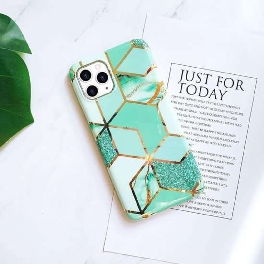 Husa protectie pentru Samsung S20 Ultra Soft IMD TPU Marble Geometric Verde