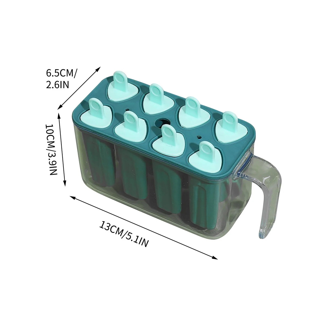 Forme de inghetata, Vafy, 8 Forme din Silicon, Forma pentru Inghetata din si Sucuri Ghetate, 13 x 10 x 6.5 cm, Albastru