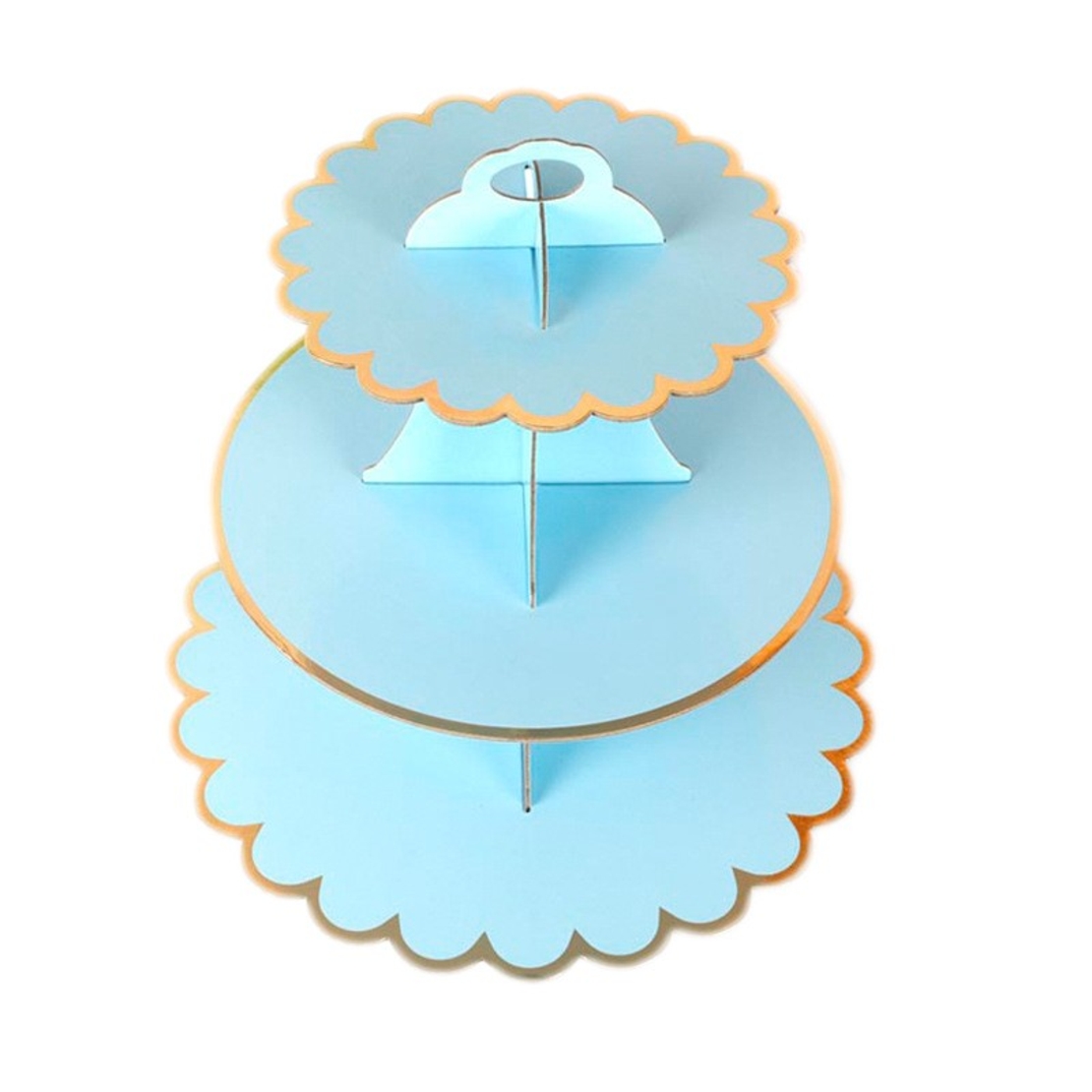 Etajera pentru Prajituri, Flippy, din Carton, 3 Nivele, 16/22/29 cm Diametru, Inaltime 38 cm, Albastru