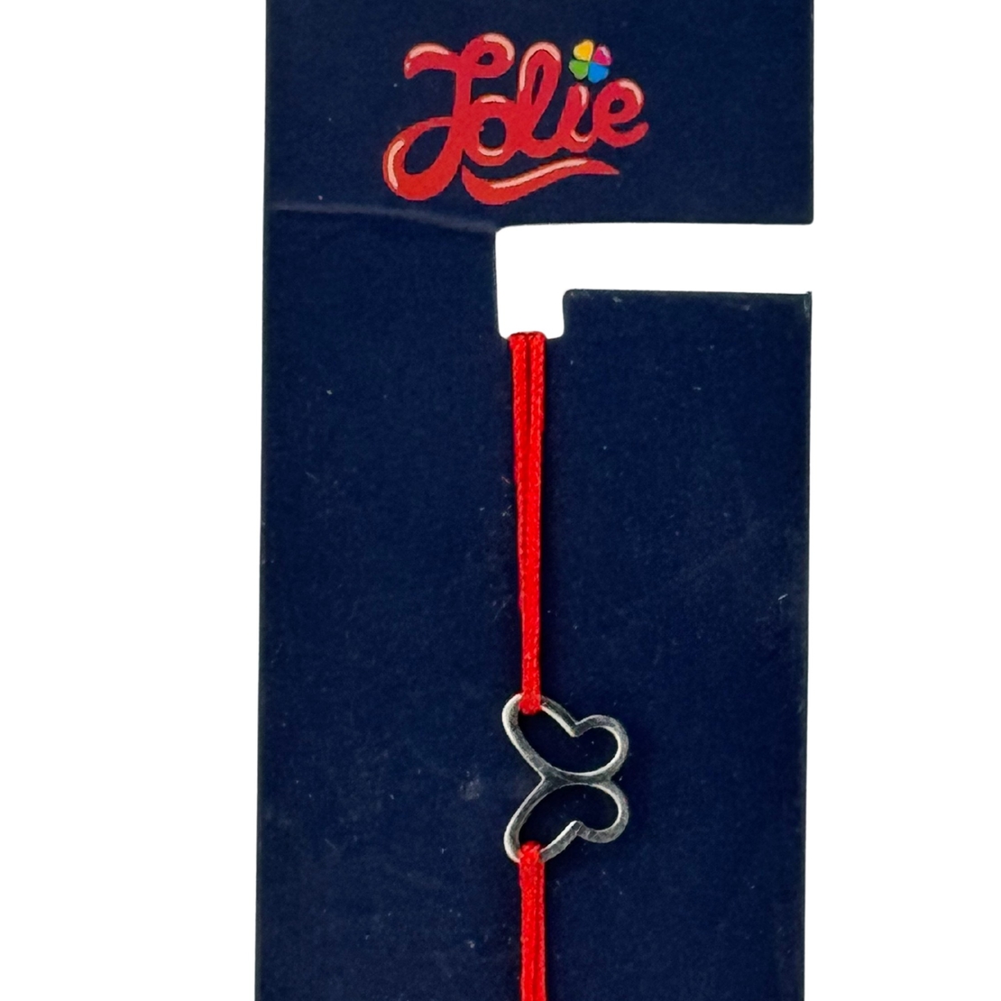 Martisor Bratara din Inox pentru Copii, Jolie, Textil si Inox, Snur Rosu, Model Fluture Gol, Argintiu