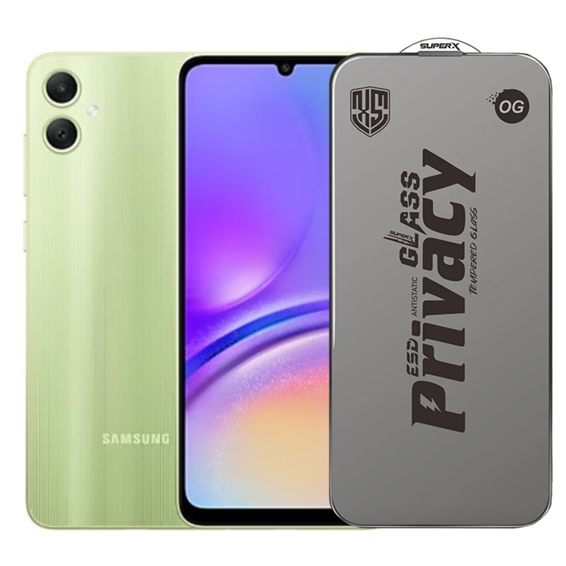 Folie de Protectie pentru Samsung Galaxy A05, Vafy, Sticla Securizata ESD Antistatica, Super-X Privacy OG, Margini Negre, 0.30 mm, Transparent Inchis