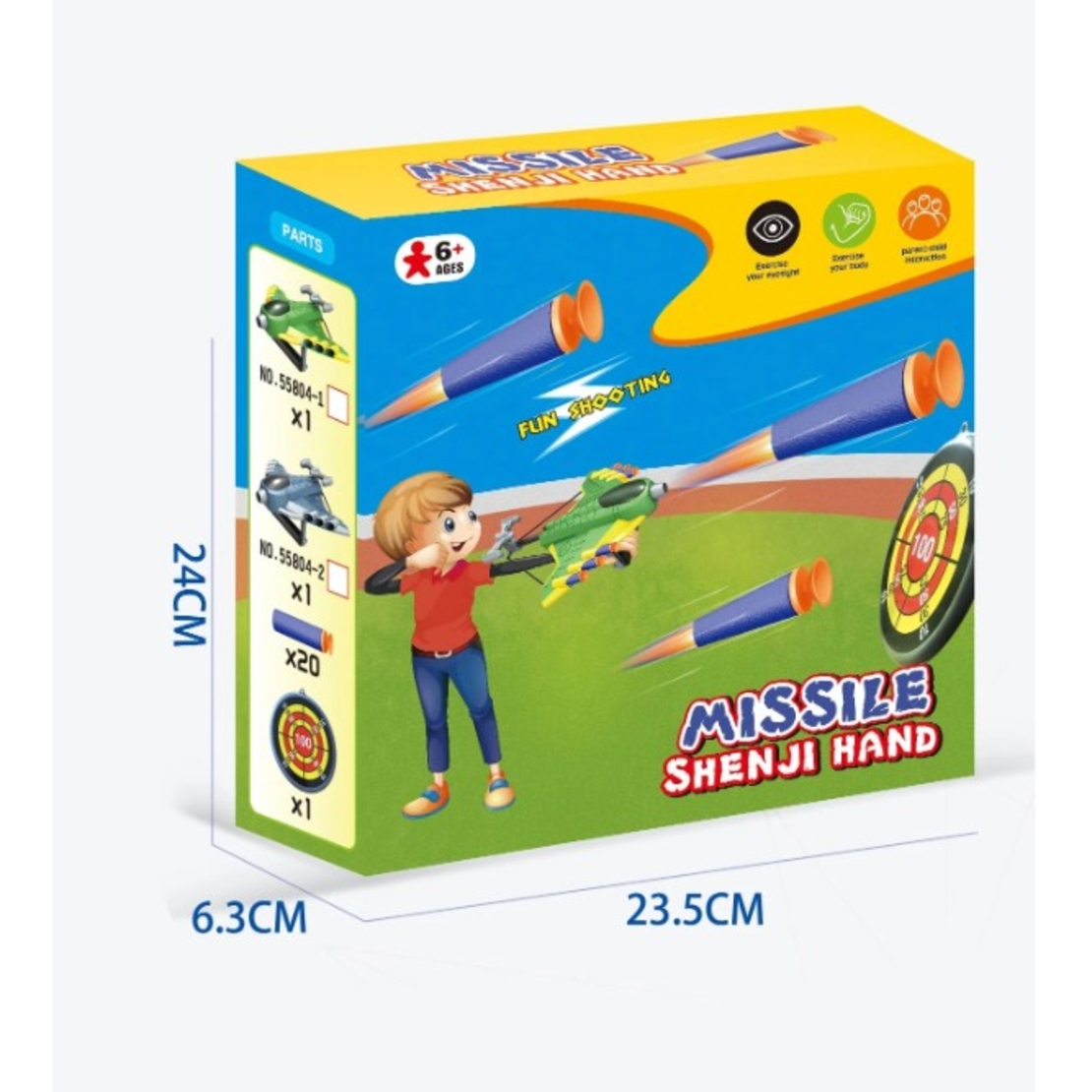 Jucaruie cu Lansator pentru Copii, Flippy, Lanseaza Manual, Tinta, 2 Avioane, 40 de Gloante din Material Moale, Joc Interactiv, 28.5x25x6.3 cm, Gri Verde