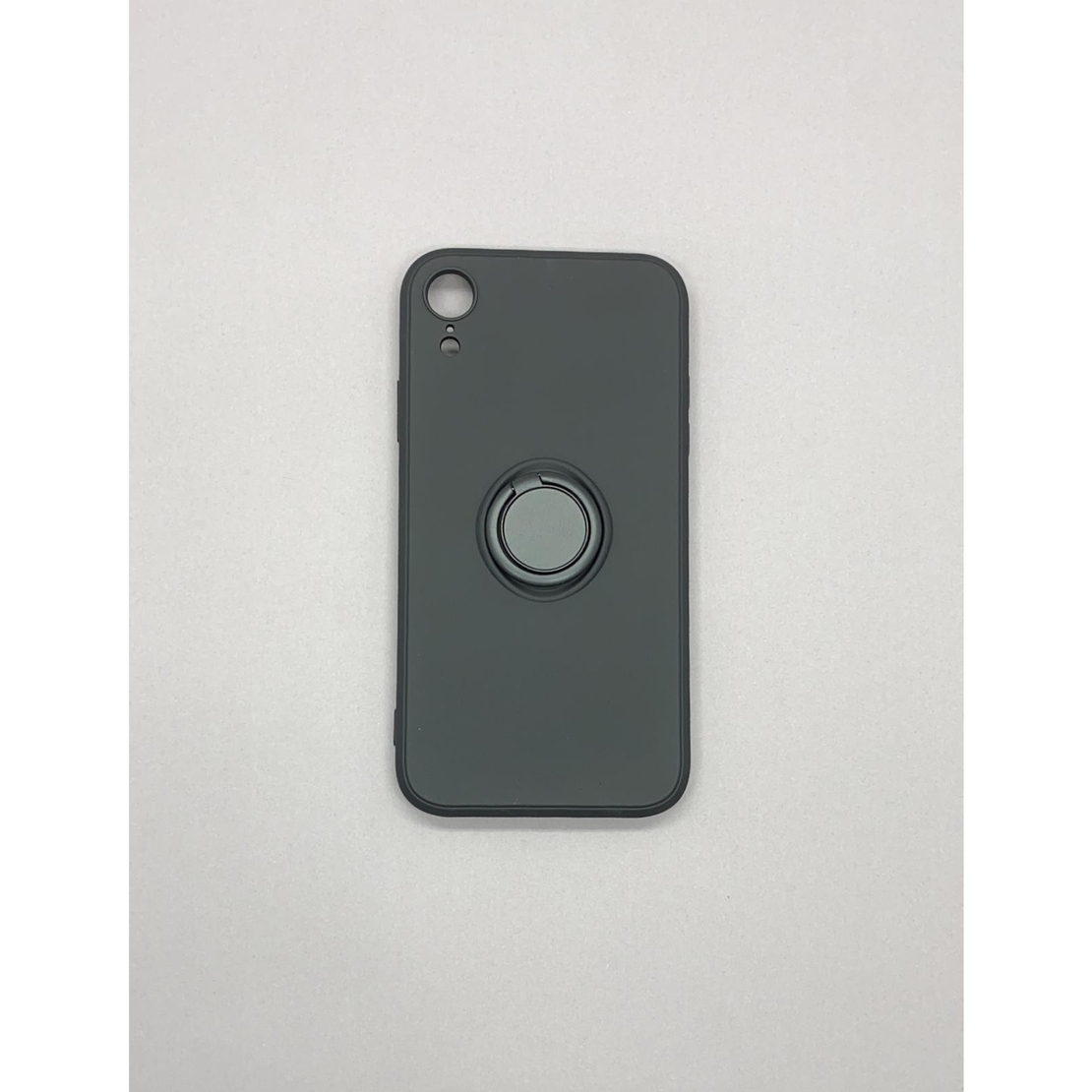 Husa protectie Vafy compatibila cu Apple iPhone XR Liquid Silicone Ring cu suport rotativ Negru