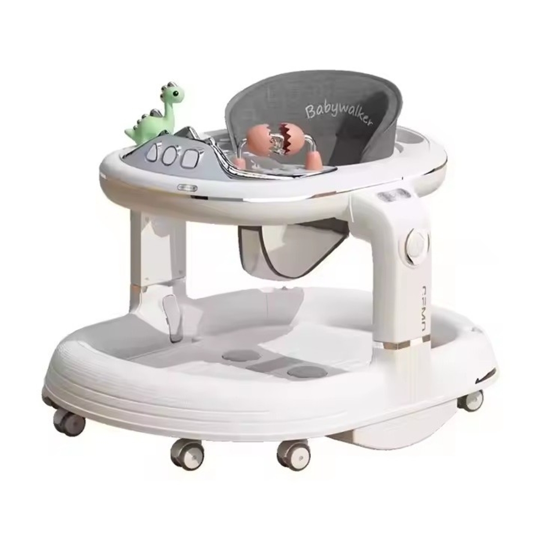 Premergator 4in1, Flippy, Antemergator, Balansoar, Scaun de Masa, Functie Muzicala, din ABS, Roti Universale, Inaltime Reglabila, Sistem Antirasturnare, Greutate Portanta 25 kg, +6 Luni, Alb