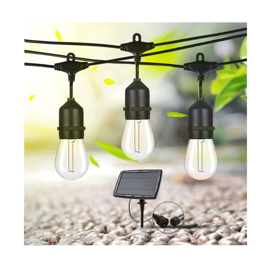Ghirlanda luminoasa, LED, model Ariane, 10 becuri, 600cm, incarcare solara, lumina alb cald