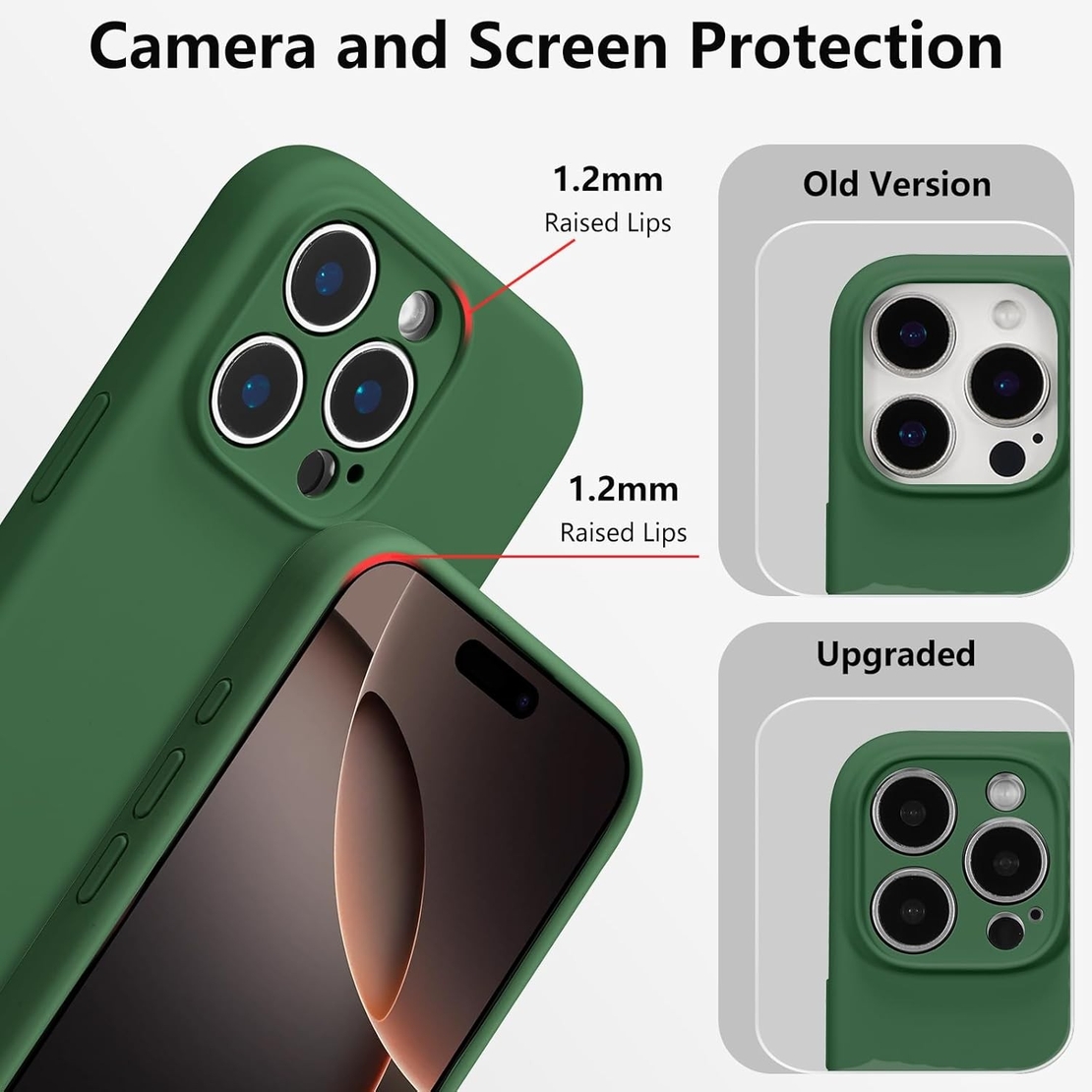 Husa de Protectie, Vafy, pentru iPhone 16 Pro, Liquid Silicone, cu Microfibra pe Interior, Protectie Antisoc, Compatibil Incarcare Wireless, Verde