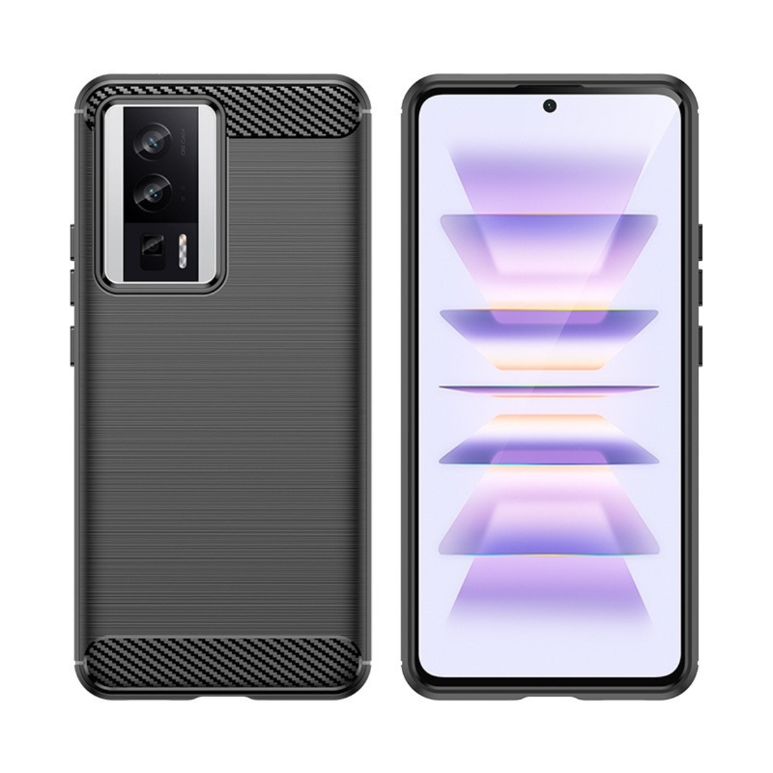 Husa de Protectie pentru Xiaomi Redmi 12, Vafy, Protectie 360, din TPU cu element de Carbon, Anti Alunecare, 1.8 mm, Negru