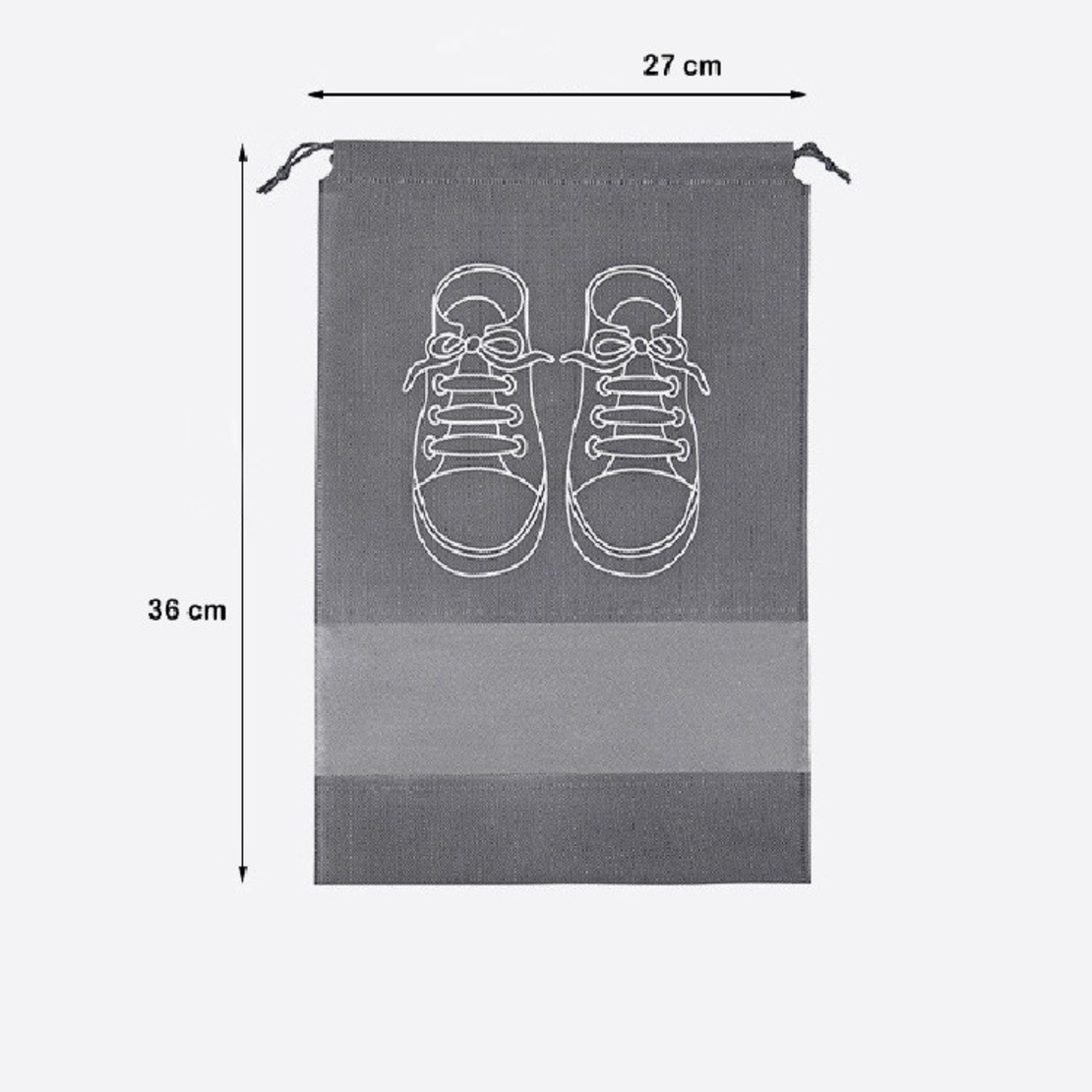 Sac depozitare incaltaminte, pentru voiaj sau depozitare, rezistent la praf, compatibil cu masina de spalat, 27 x 36 cm, gri deschis