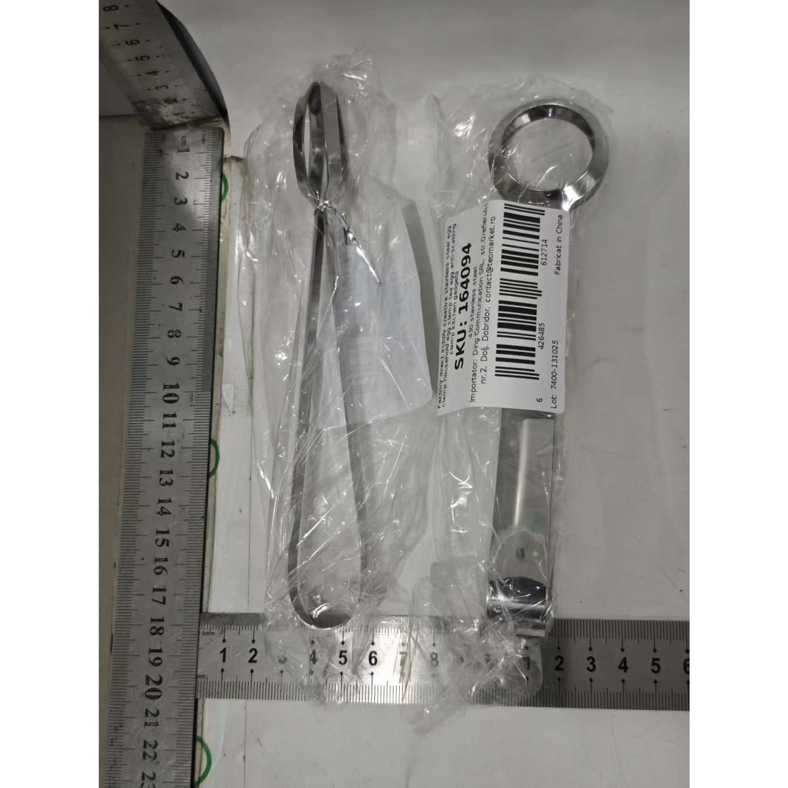 Cleste de Bucatarie, Vafy, Multifunctional, pentru Oua/Alimente/Salata, din Otel Inoxidabil, Gri