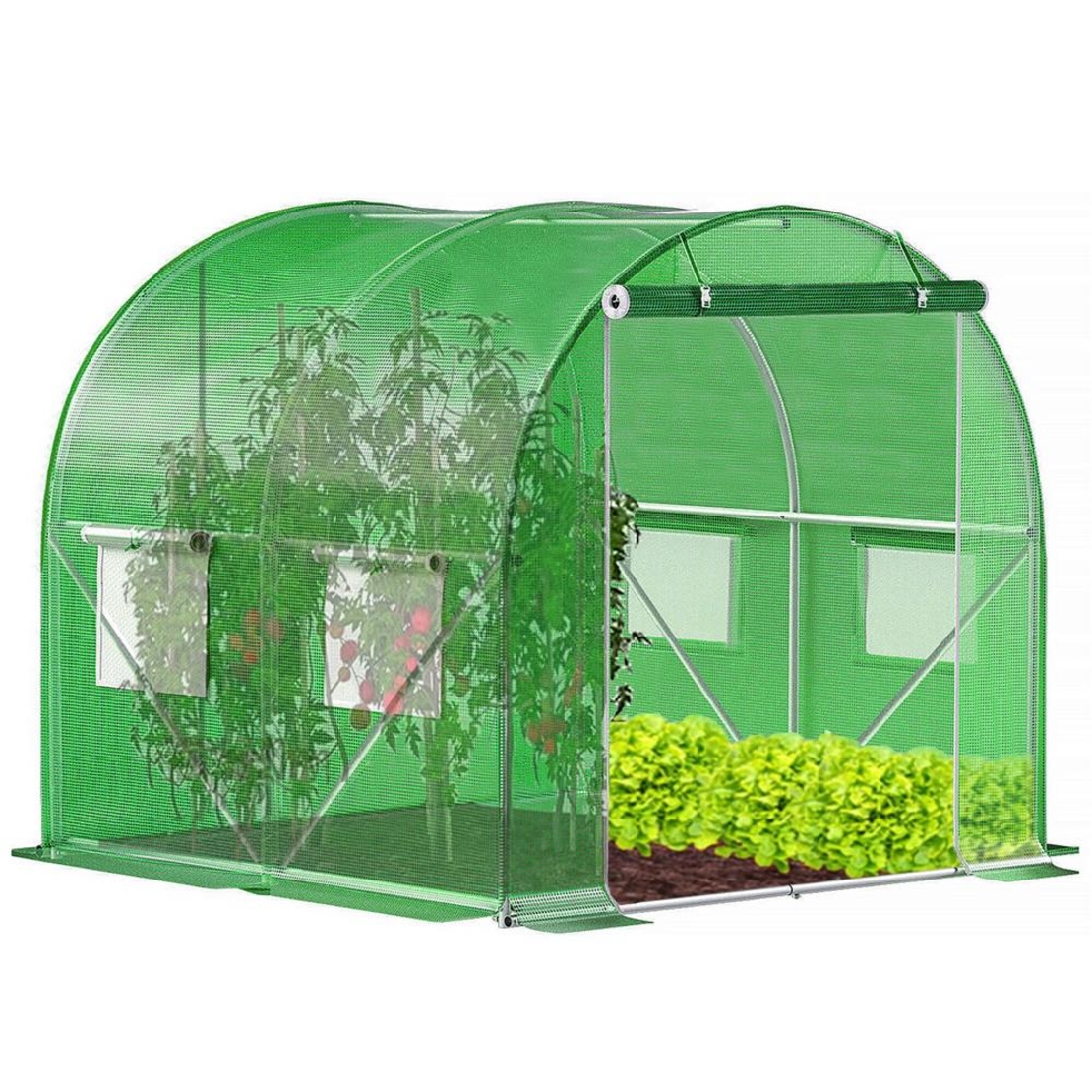 Folie inlocuire pentru sera 200x200x200 cm, PE 140g/mp cu plasa PP, UV4, 4 ferestre si usa cu fermoar, verde