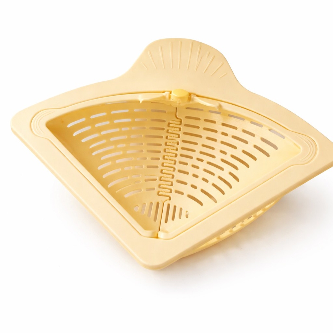 Cos Scurgere Chiuveta, Vafy, Strecuratoare Triunghiulara pentru Bucatarie, Suport Depozitare, Cos Perforat, Clatire cu Jet de Apa, 23 x 9.5x 6 cm, Crem