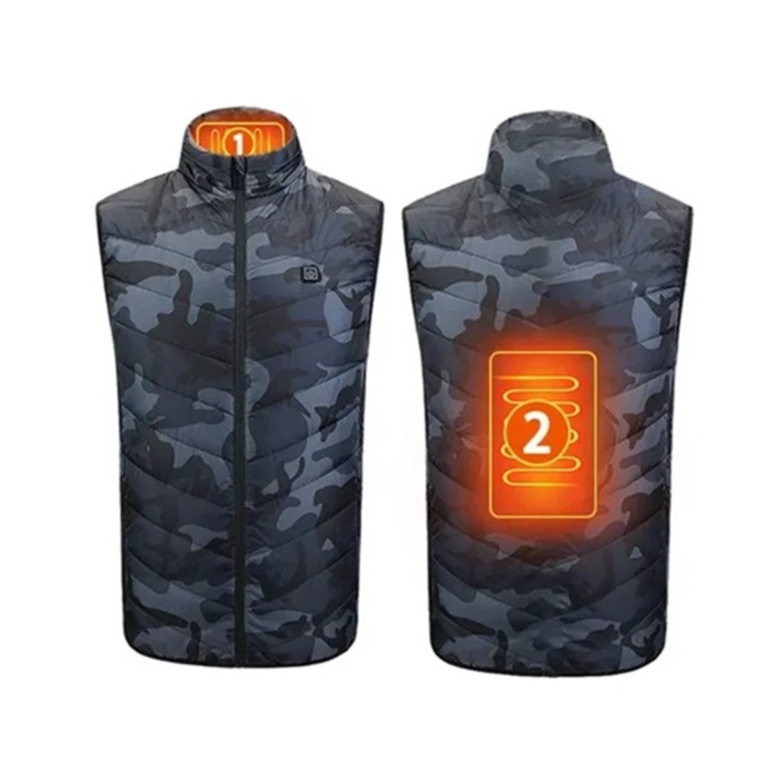 Vesta cu Incalzire, Vafy, Unisex, 2 Zone de Incalzire, Umplutura Bumbac, 3 Trepte de Temperatura, Incarcare USB, Albastru, 74 - 84 kg, Marime XXXL