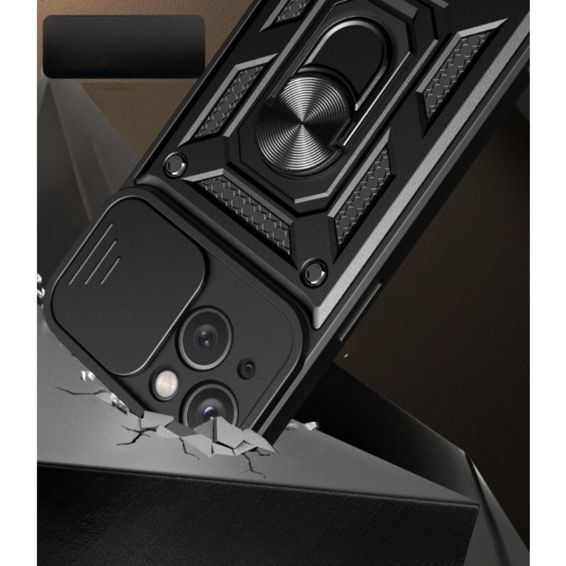 Husa de protectie Vafy compatibila cu Apple iPhone 13 Defender Model 4 cu suport,Negru