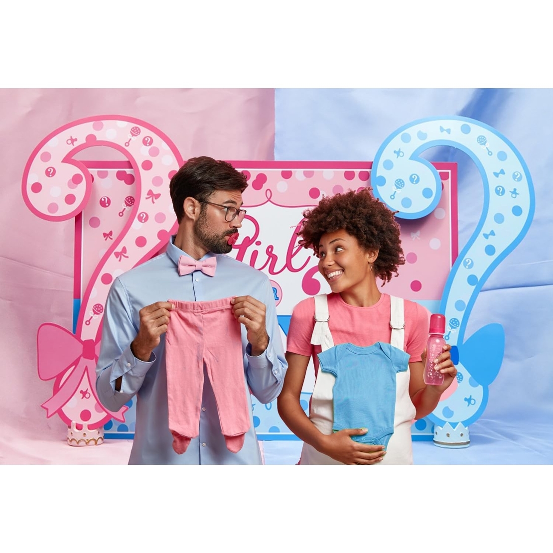 Banner pentru Petrecere, Vafy, Model Girl or Boy, Tematica Gender Reveal, 150 x 100 cm, Albastru Roz