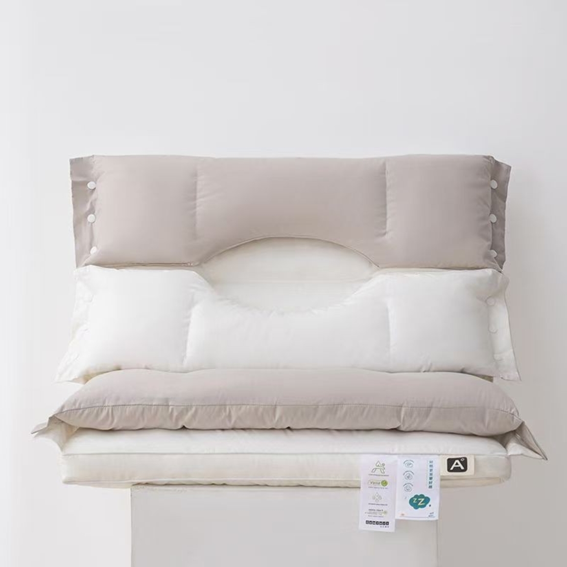 Perna Ortopedica 3 in 1, Vafy, Strat Dublu, Protectie Cervicala, pentru Adulti, 45 x 70 cm, Alb