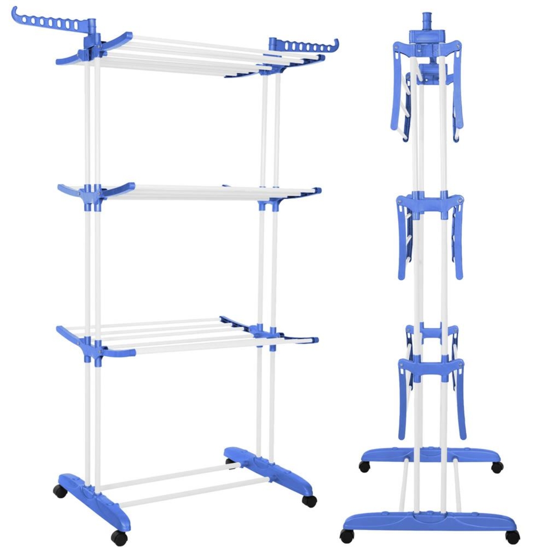 Uscator vertical pentru rufe, mobil si pliabil, cu doua umerase, 75x57x170cm, sarcina 15kg