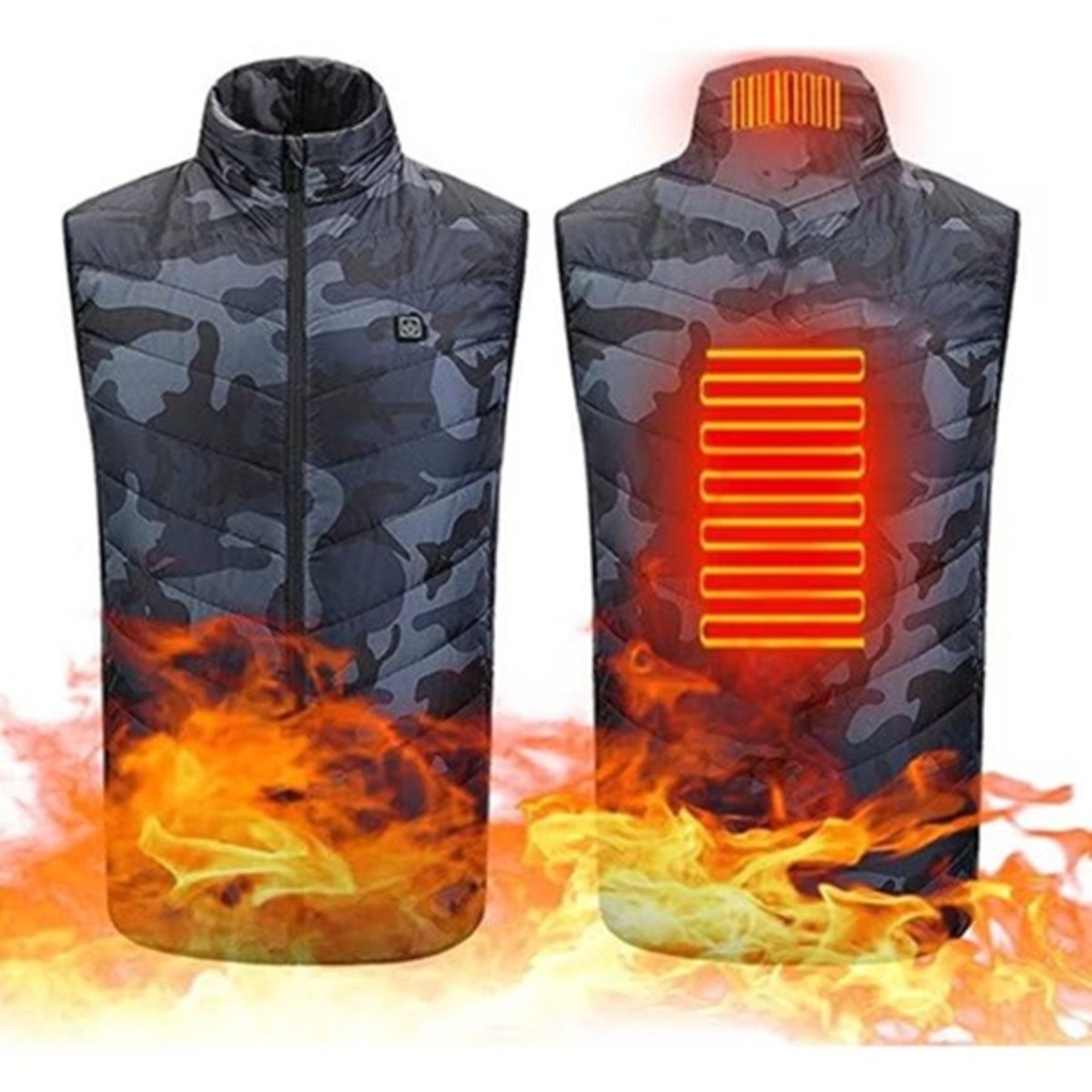 Vesta cu Incalzire, Vafy, Unisex, 2 Zone de Incalzire, Umplutura Bumbac, 3 Trepte de Temperatura, Incarcare USB, Albastru, 58 - 65 kg, Marime XL