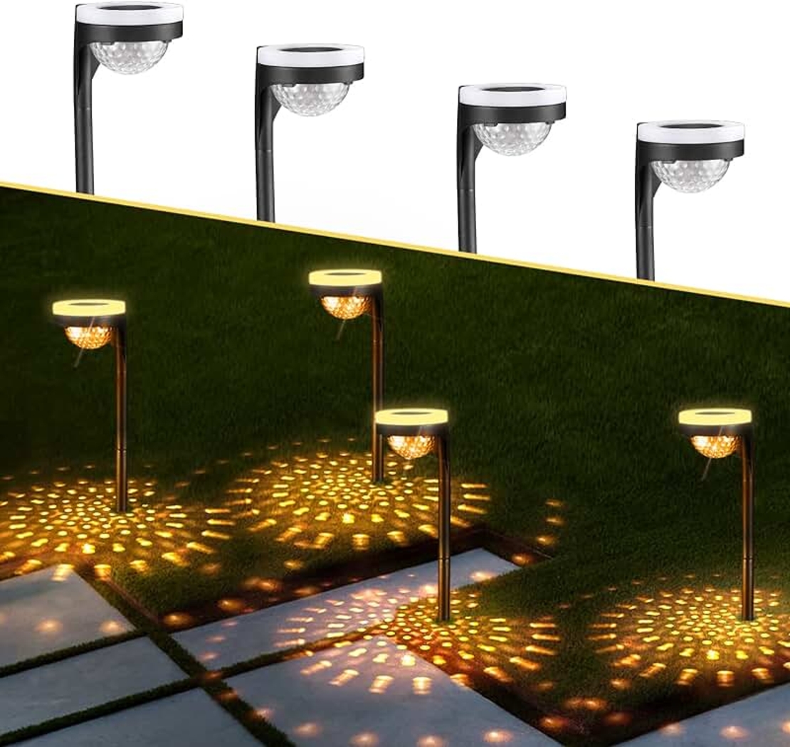 Lampa solara de gradina, pentru iluminare alee, cu proiectie pe sol, 11x9x39cm