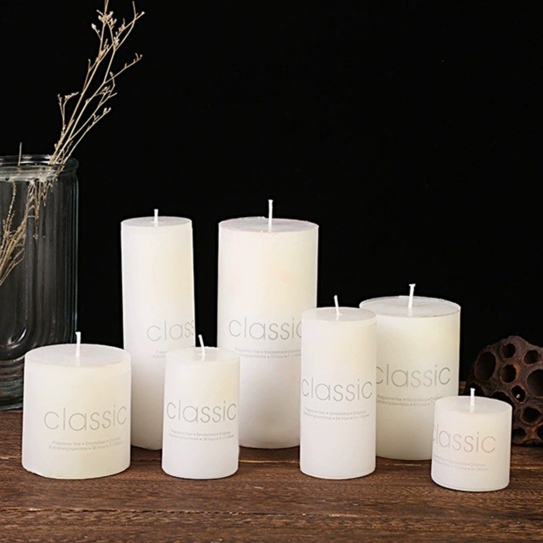 Lumanare Decorativa, Flippy, din Parafina, Cilindrica, Fara Fum si Fara Parfum, 5 x 10 cm, 190 g, Ardere 24h, Ivory Alb