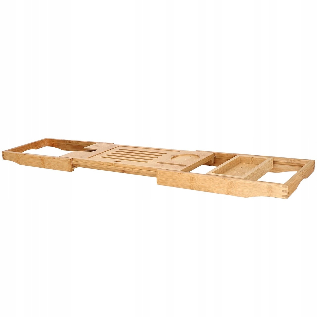 Raft cu tava pentru cada din bambus natural Sersimo 1025, extensibila, 75-111x23cm