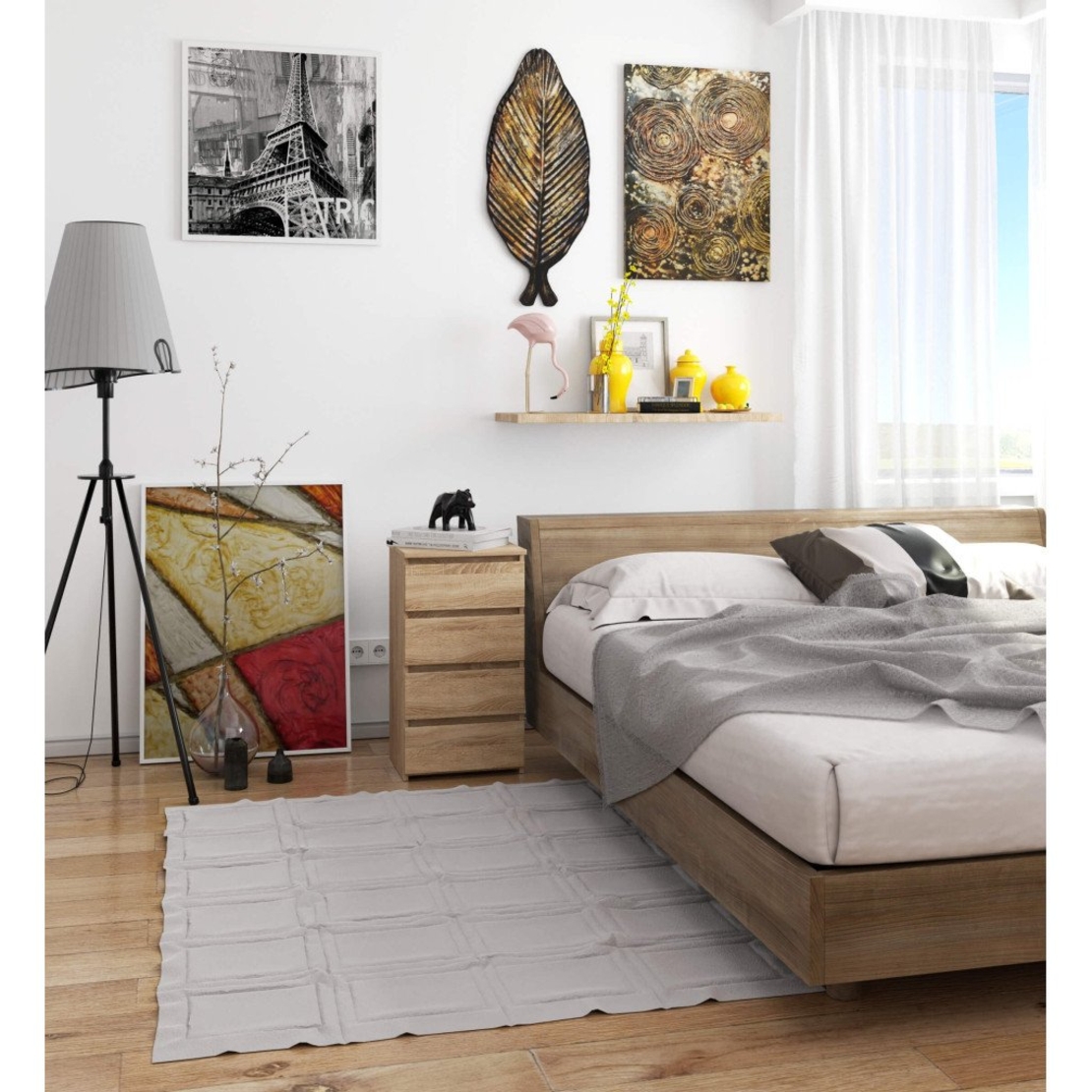 Comoda cu 4 sertare, PAL laminat 16mm, 40x35x74 cm, stejar sonoma