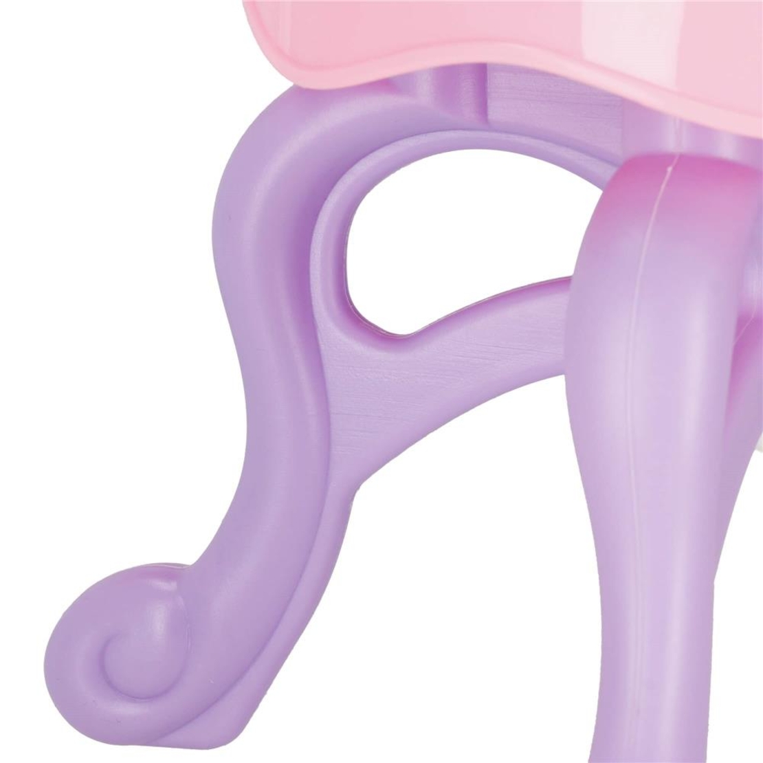 Masa toaleta pentru copii, cu taburet, 19 accesorii joaca, din plastic, 37x20x60 cm, roz