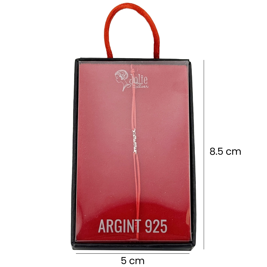 Martisor Bratara Argint 925, Jolie, Model Mama Inima, Martisor de 1 Martie, cu Snur Rosu, Argintiu