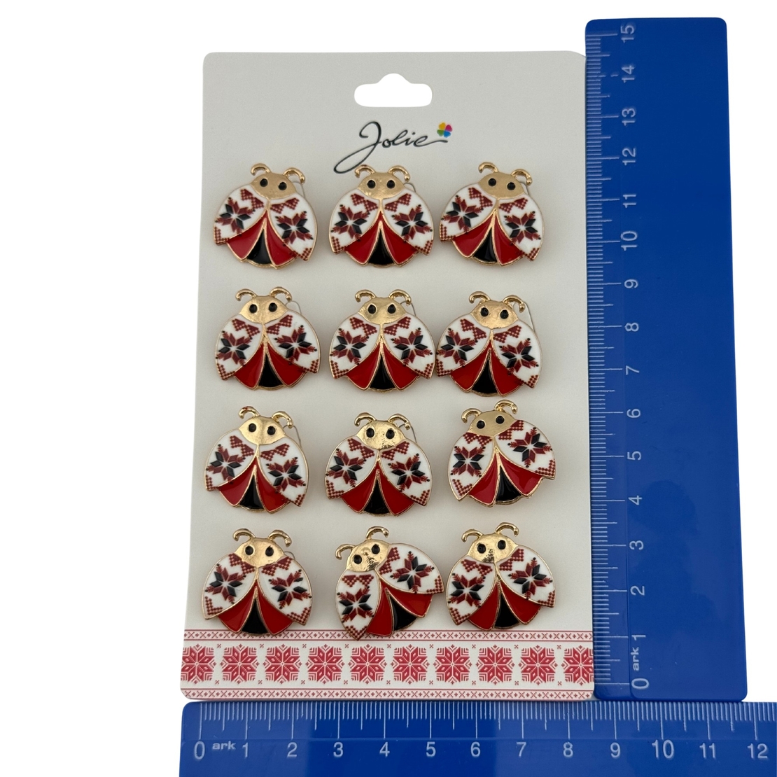 Set 12 Brose Martisor Primavara, Jolie, Model Buburuza cu Motiv Traditional