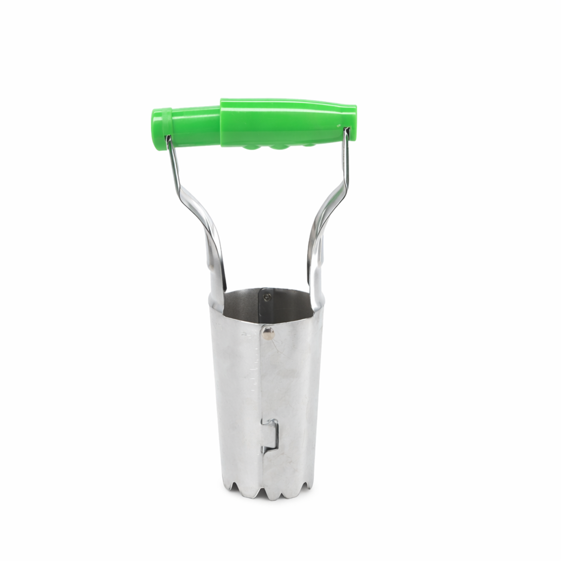 Plantator manual pentru bulbi de flori cu mecanism cu arc si maner ergonomic