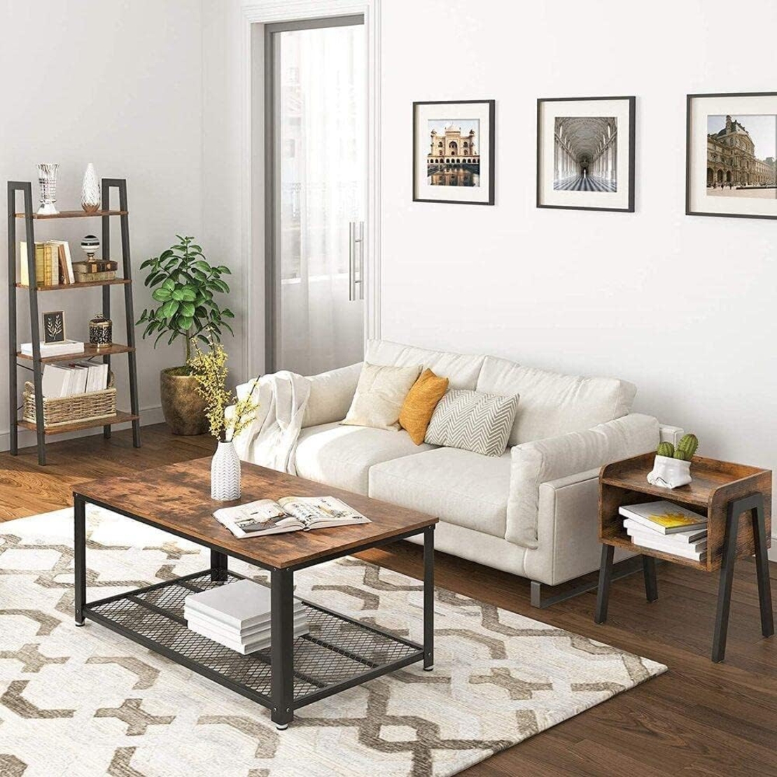 VASAGLE Noptiera cu compartiment de depozitare frontal deschis, MDF, 42x35x52cm, maro rustic
