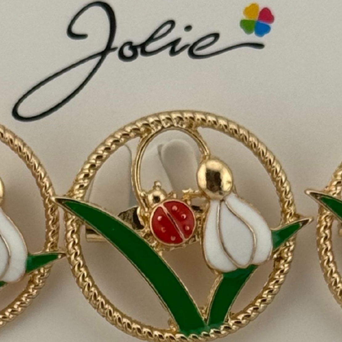 Set 12 Brose Martisor Primavara, Jolie, Model Ghiocel cu Buburuza in Cerc