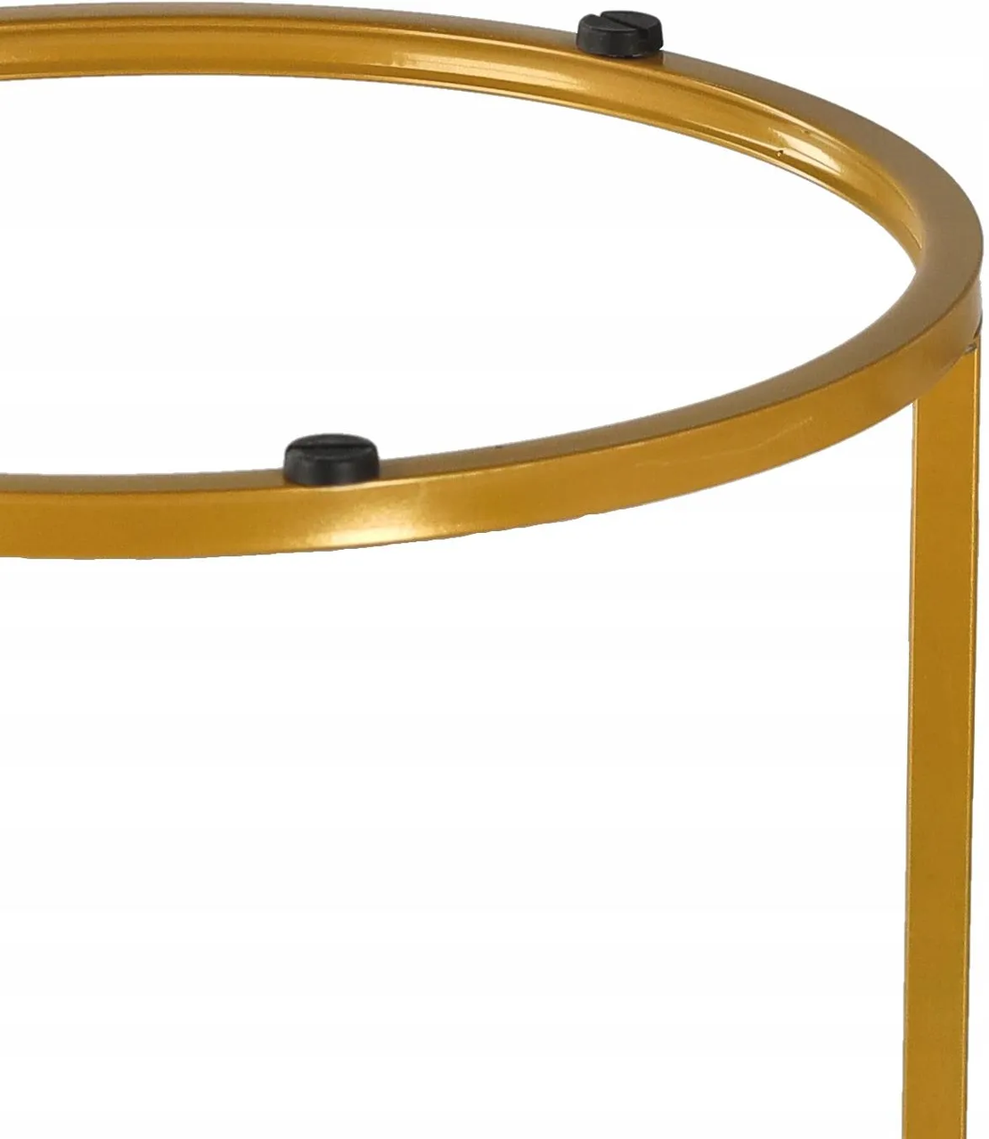 Set 2 masute cafea suprapozabile, MDF si metal, 60x50 cm si 40x40 cm, alb marmura si auriu