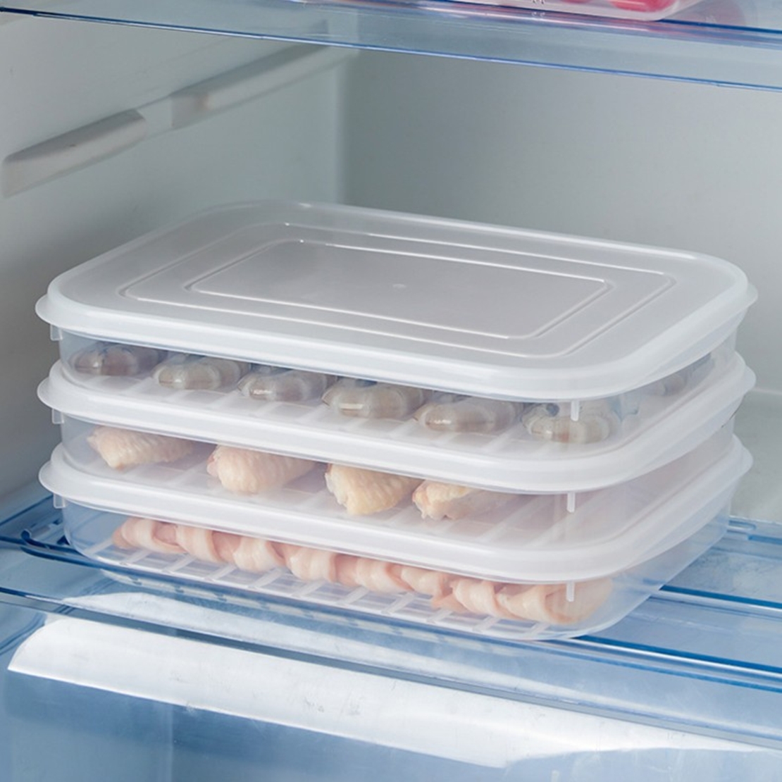Cutie de depozitare de uz casnic, Flippy, Caserola pentru Frigider, Rezistenta la umiditate, Rezervor Sigilat pentru Depozitare Alimentara, 24.5 x 18.5 x 3.5cm, Alb Transparent