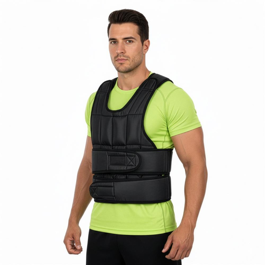 Vesta fitness cu greutati 10 kg, umplutura reglabila din nisip fier, 58x40 cm, negru