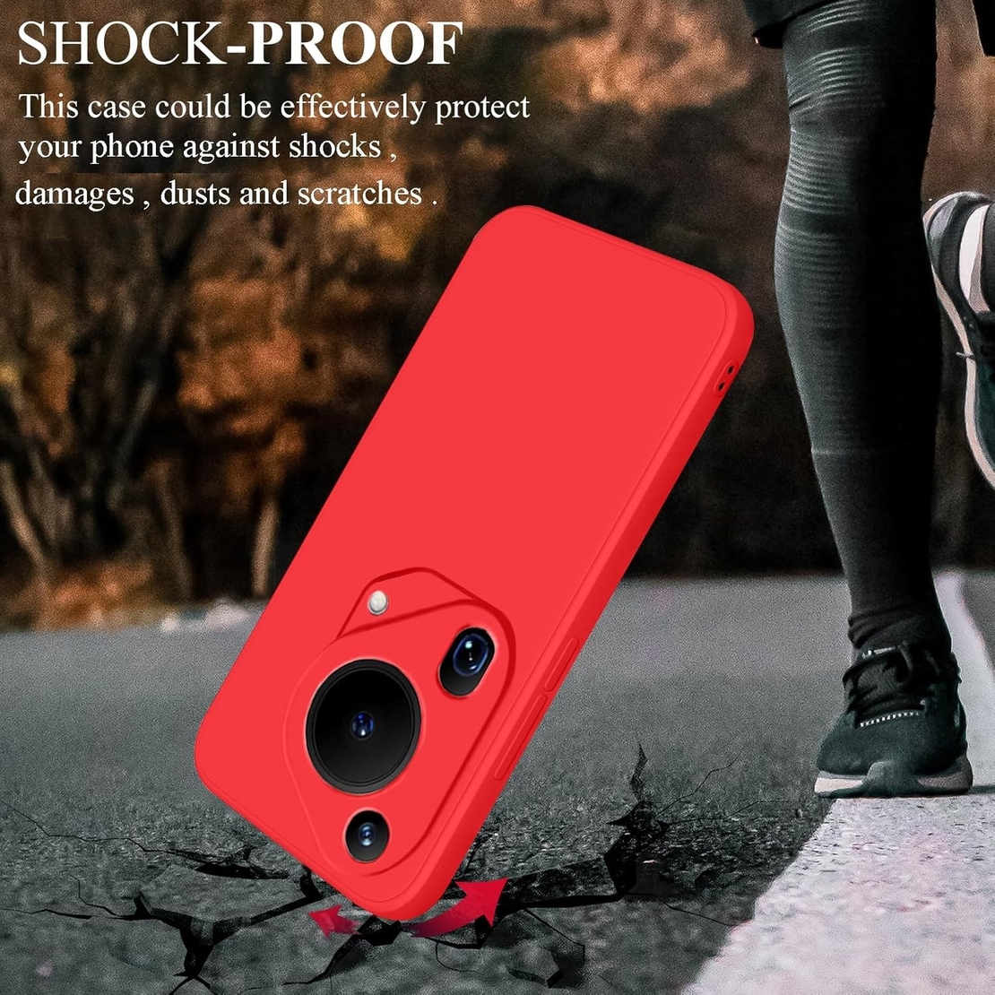 Husa de Protectie, Vafy, pentru Huawei Pura 70, Liquid Silicone, cu Microfibra pe Interior, Protectie Antisoc, Compatibil Incarcare Wireless, Rosu