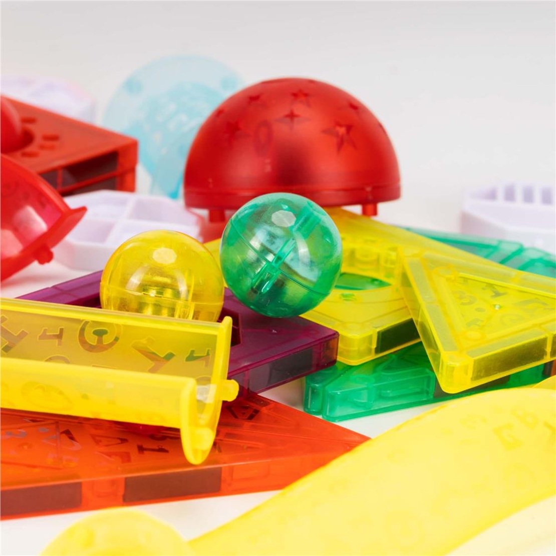 Set de constructie din piese magnetice educative pentru copii 134 de piese, multicolor