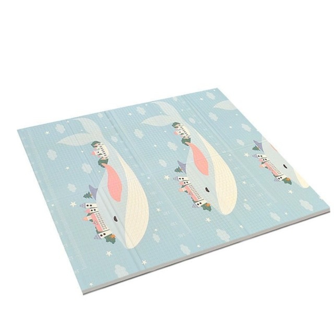Covoras pentru Copii, Flippy, cu 2 Fete, Model Balene/Iepurasi, din XPE+PE, Impermeabil, Antiderapant, Protectie Termica, +3 Luni, Pliabil, 180 x 200 x 1.5 cm, Multicolor