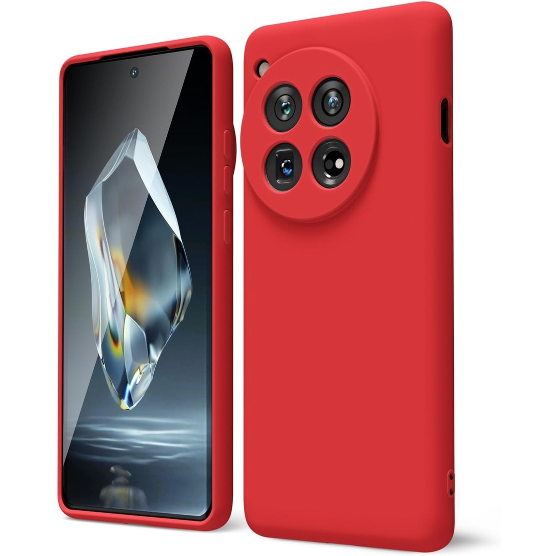 Husa de Protectie, Vafy, pentru OnePlus 12 5G, Liquid Silicone, cu Microfibra pe Interior, Protectie Antisoc, Compatibil Incarcare Wireless, Rosu