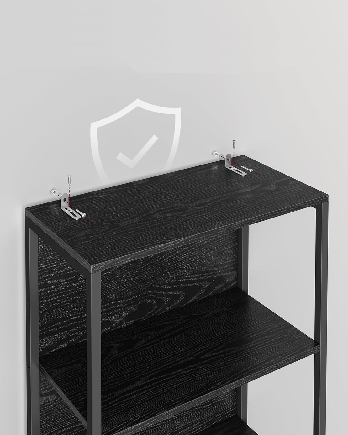 VASAGLE Biblioteca cu 6 rafturi si iluminare LED reglabila 25 culori, cadru metalic, 30x60x179 cm, negru