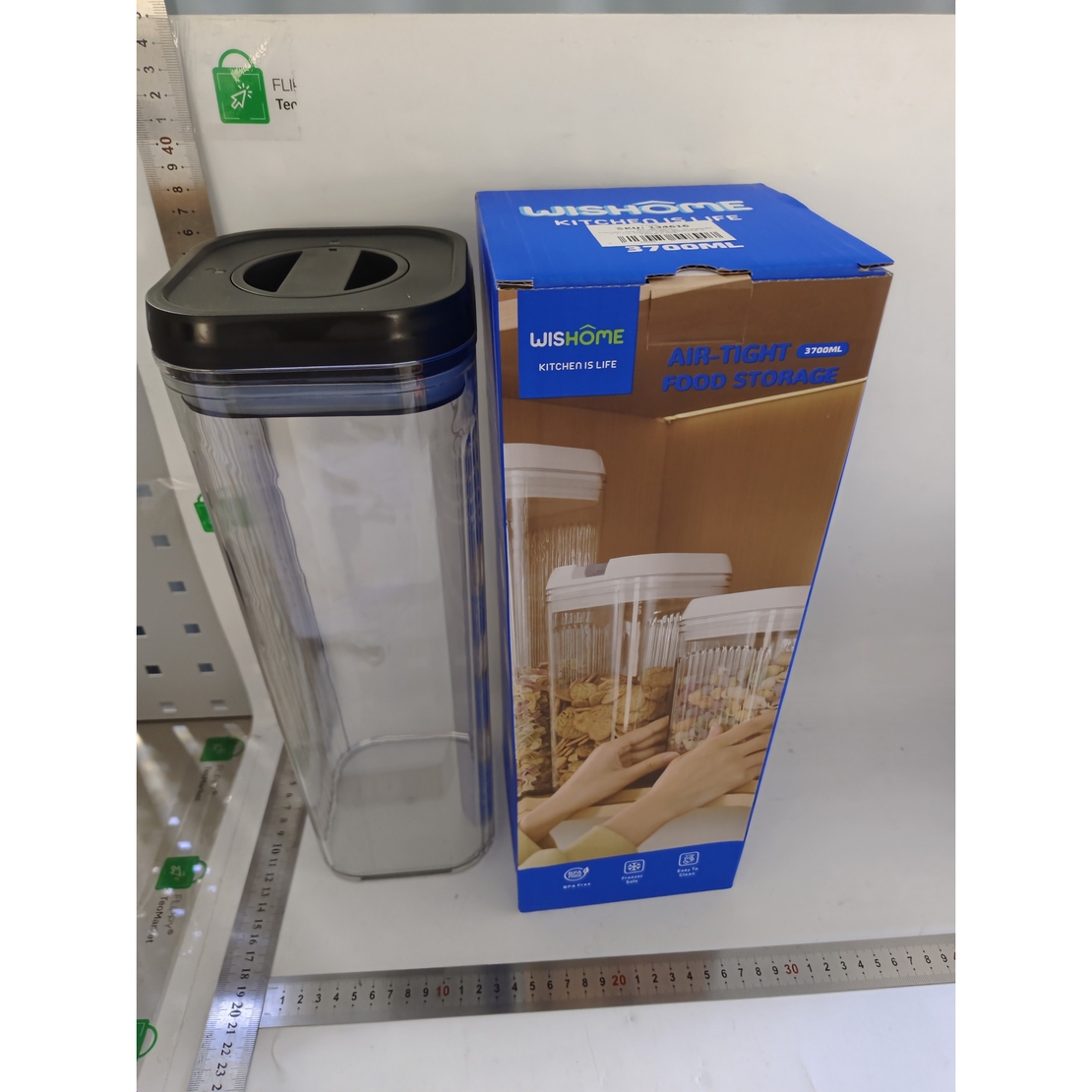 Cutie de Depozitare Alimente, Flippy, tip Container, 3.7L, Recipiente pentru Cereale in Bucatarie, Transparente cu Capac Negru