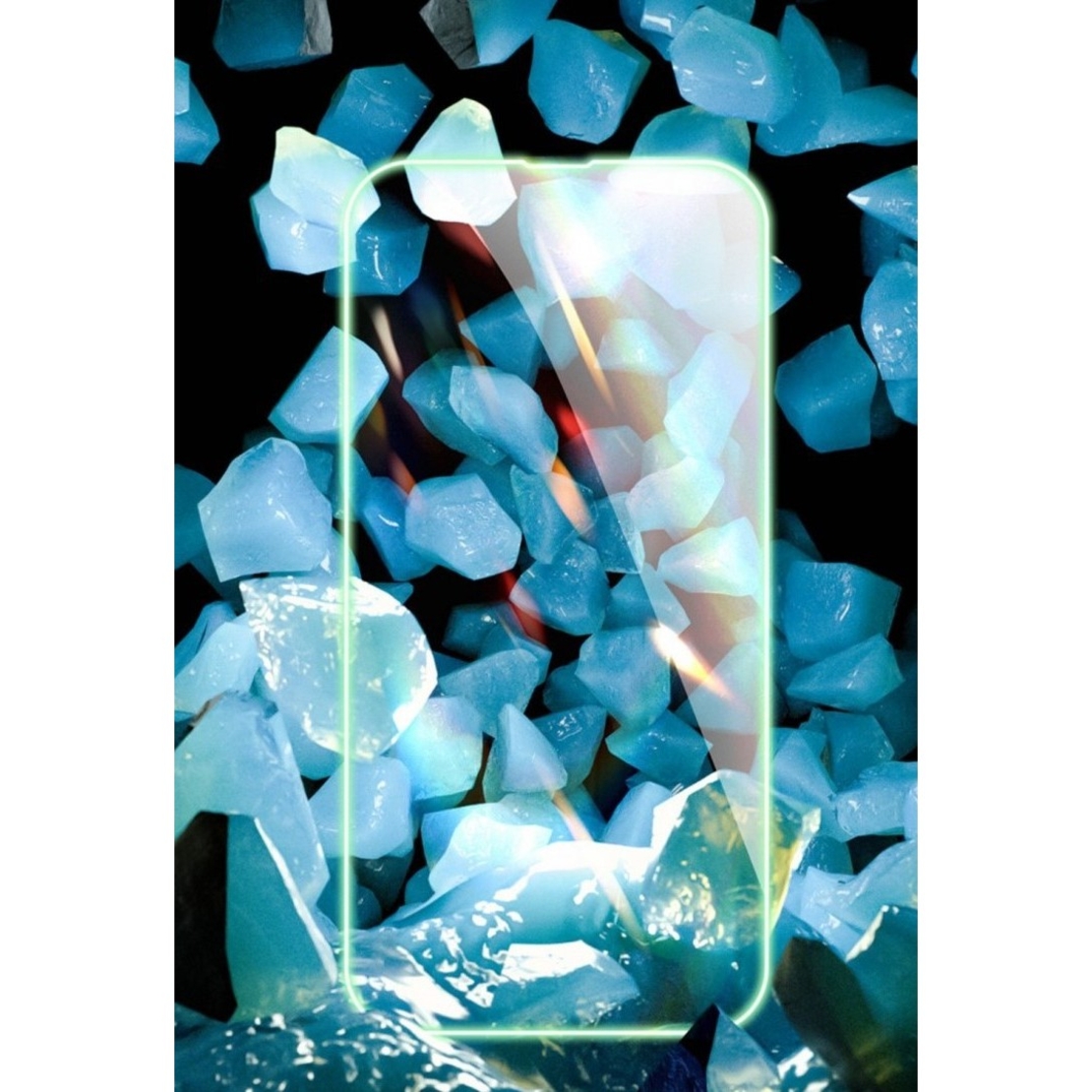 Folie Sticla Securizata Flippy, Luminous, compatibila cu Apple iPhone 13 Pro, Margine fosforescenta verde